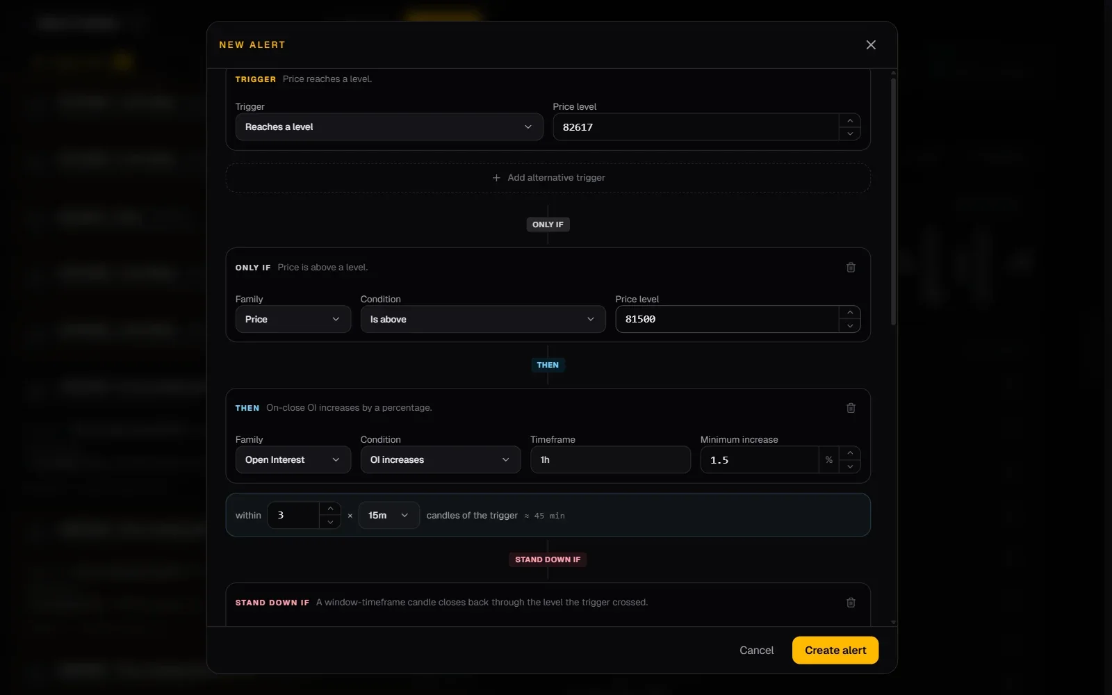 The WarRoom advanced alert composer