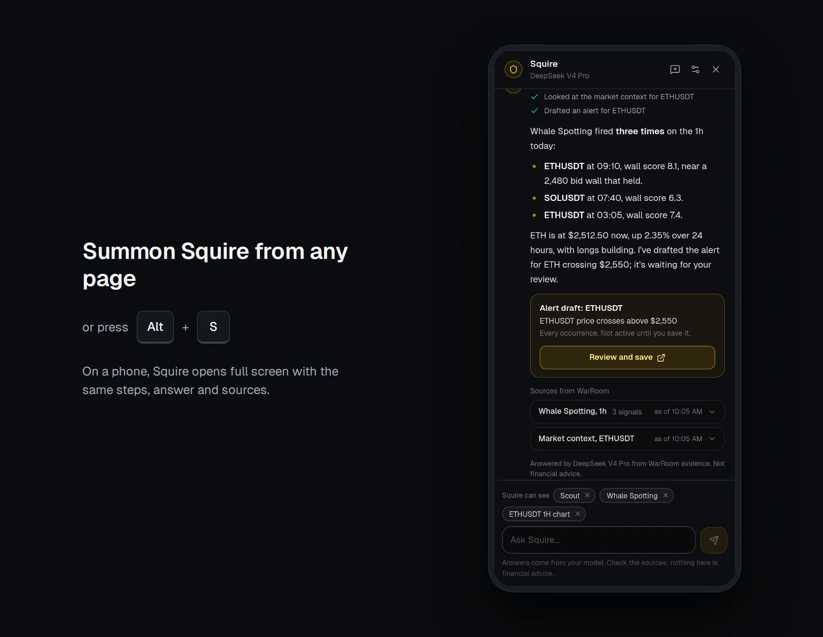 Squire open full screen on a phone